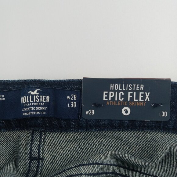 Hollister Epic Flex Athletic Skinny Jeans Men's Size 28 x 30 Dark Wash Ripped - Picture 8 of 8